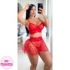 LENCERIA FALDA LUNA TRES PIEZAS ROJO