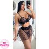 LENCERIA FALDA LUNA TRES PIEZAS NEGRO