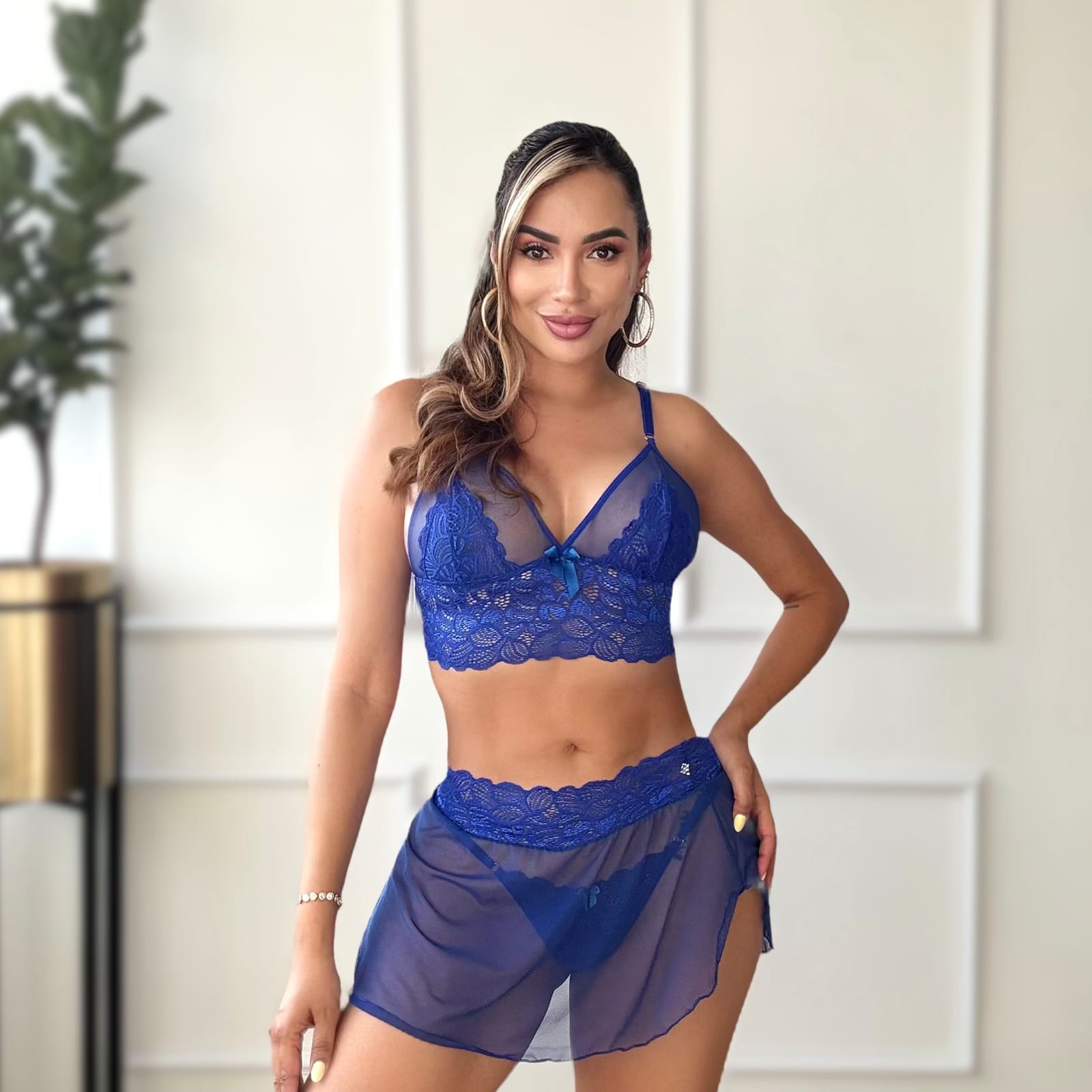 LENCERIA FALDA TRIO VICTORIA AZUL REY